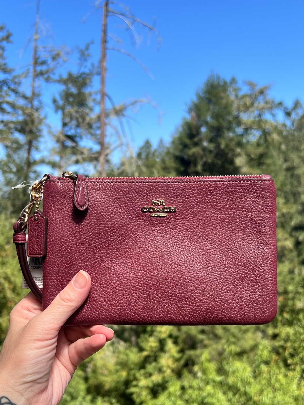 COACH Vintage Mauve Small Pebble Leather Wristlet Wallet Gold Hardware NWT